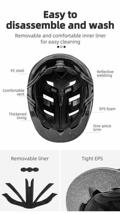 Шлем велосипедный Rockbros TS-56ВК черный- Фото 2