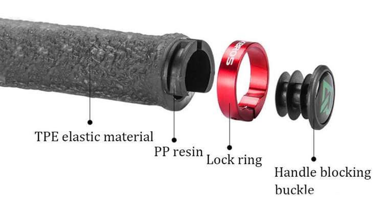Грипсы с алюминиевыми наконечниками Rockbros GD1001 черные/красный наконечник- Фото 1