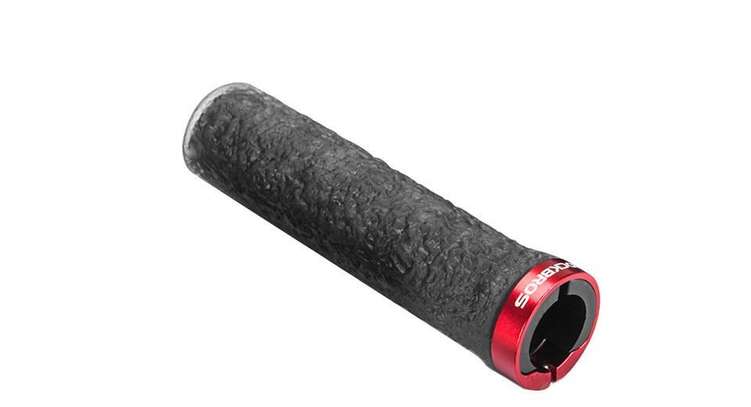 Грипсы с алюминиевыми наконечниками Rockbros GD1001 черные/красный наконечник - фотография